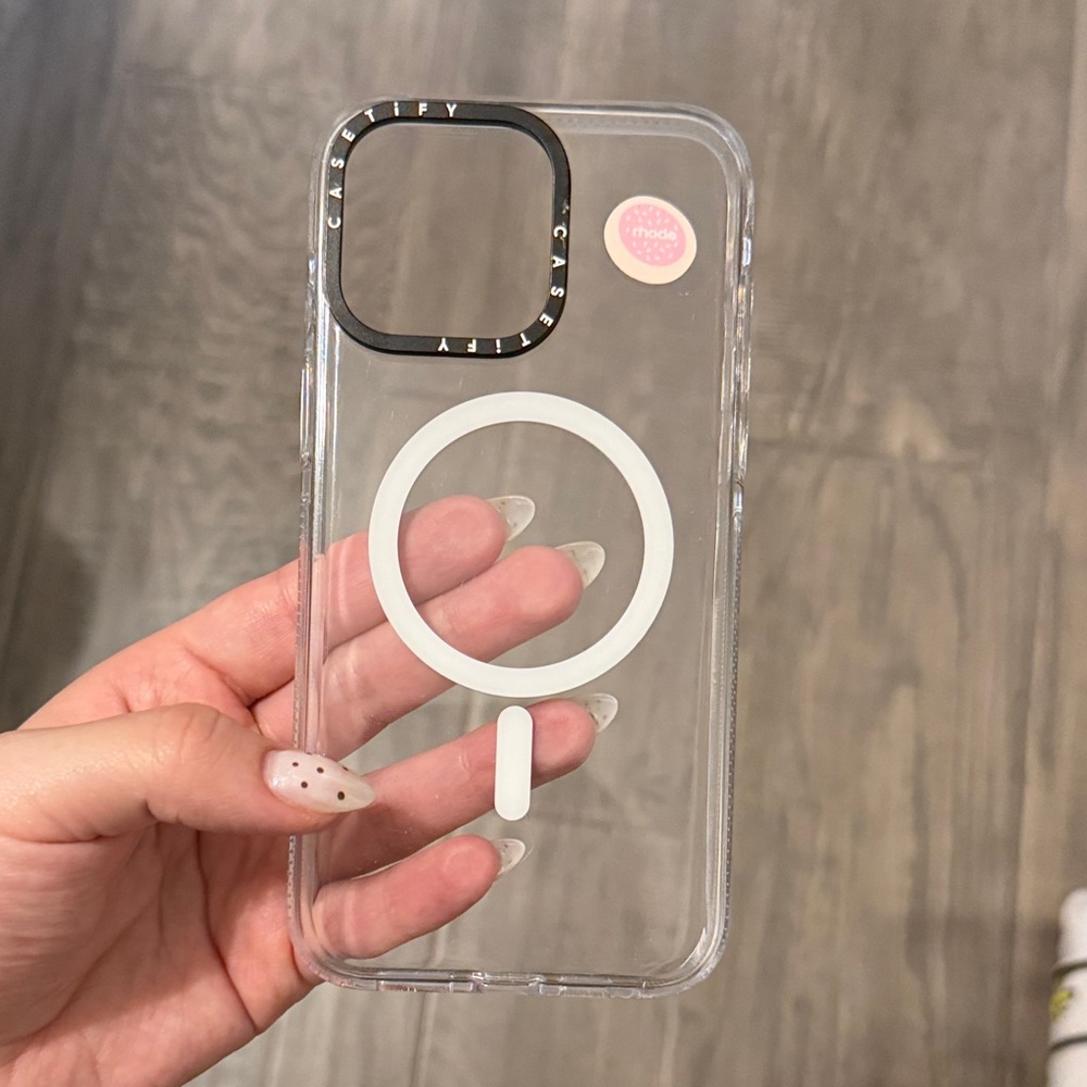 Casetify Transparent Phone Case with Black and White Accents